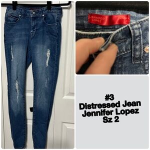 Jennifer Lopez Dark Blue Distressed Skinny Jeans